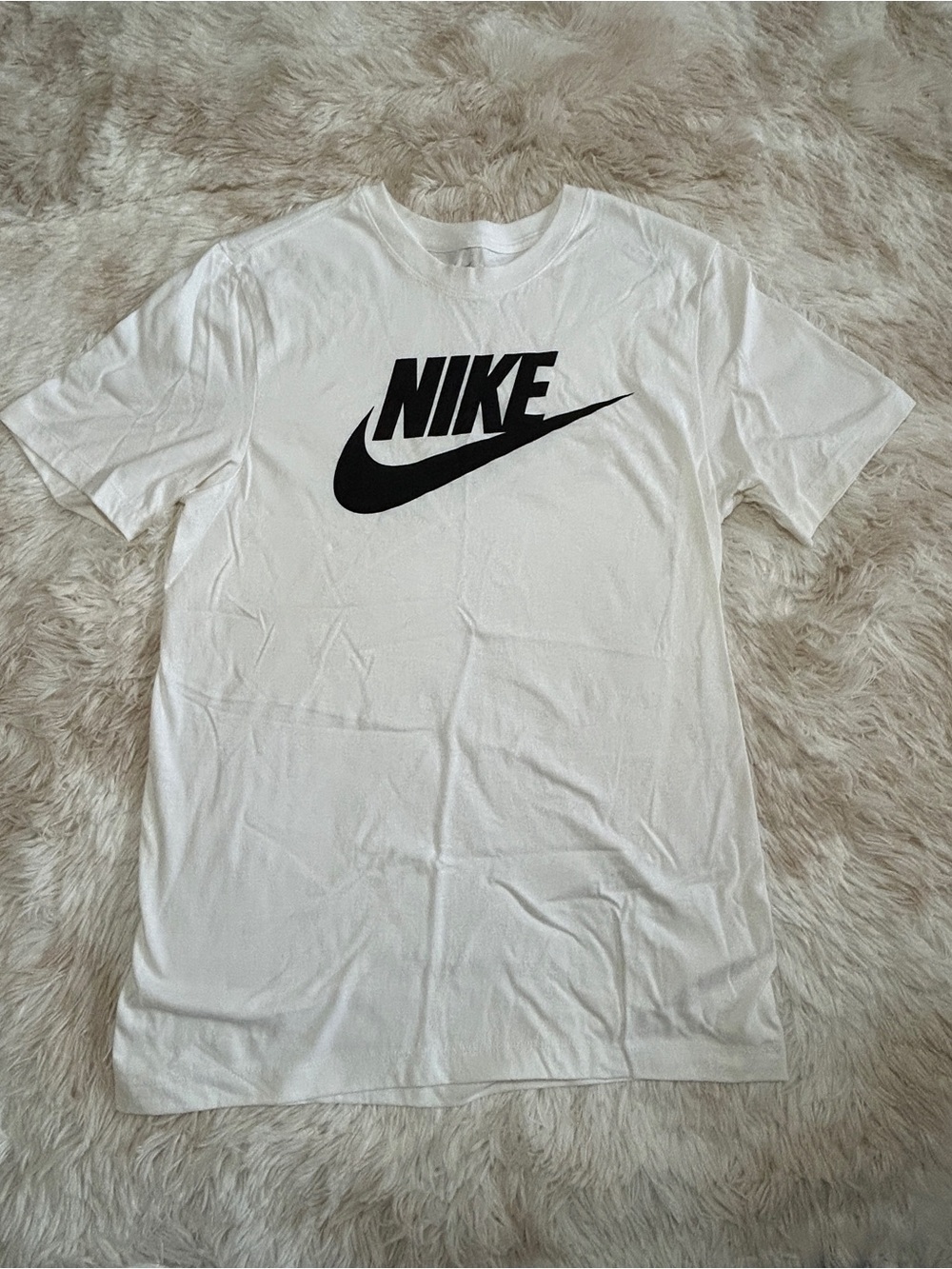 Nike White Short-Sleeve Tee with Black Swoosh